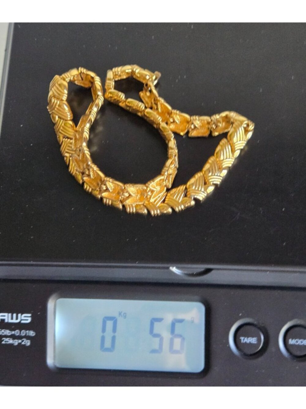 Vintage Monet Signed Gold Tone Textured Chevron Necklace 16" Weighs 56 grams - Picture 7 of 7